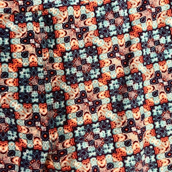 Lularoe Blue Orange Geometric Print High Waisted Soft Leggings Size One Size - Picture 2 of 5